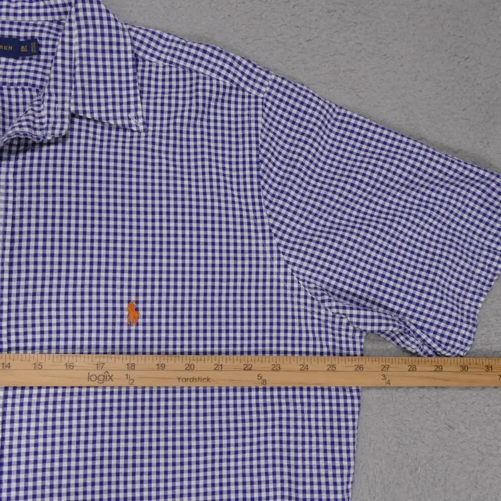 Polo Ralph Lauren Seersucker Button Down Shirt Mens XLT Blue Check